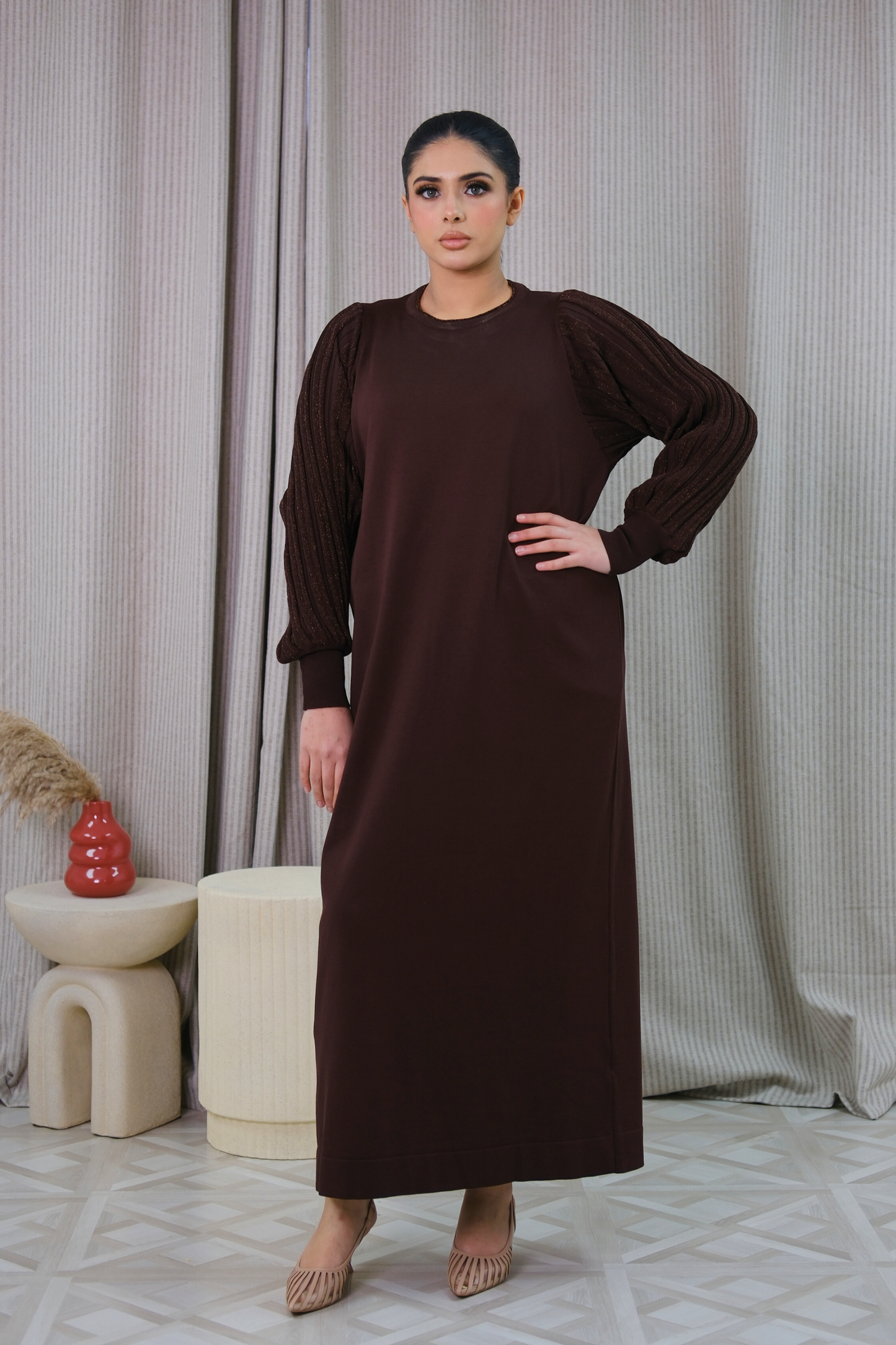 Safiya Brown Knit Dress
