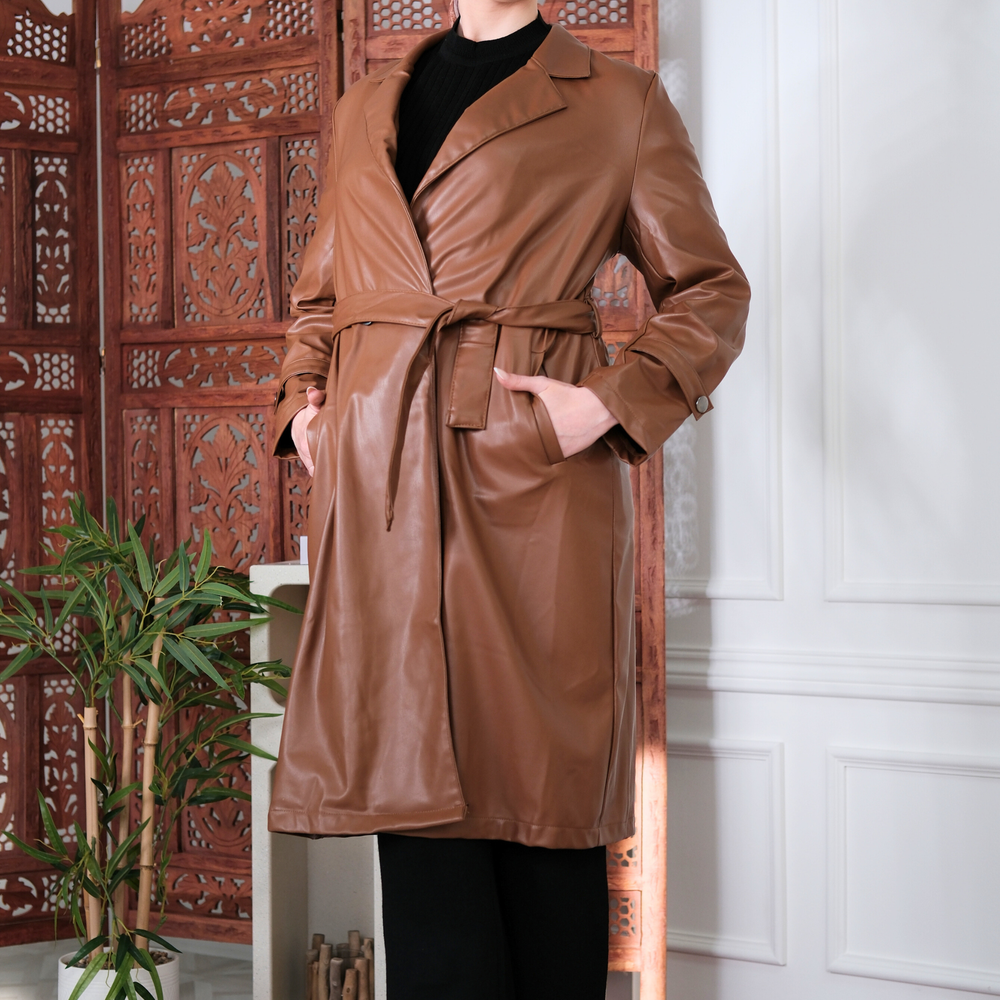 Kaia Leather Trench Coat
