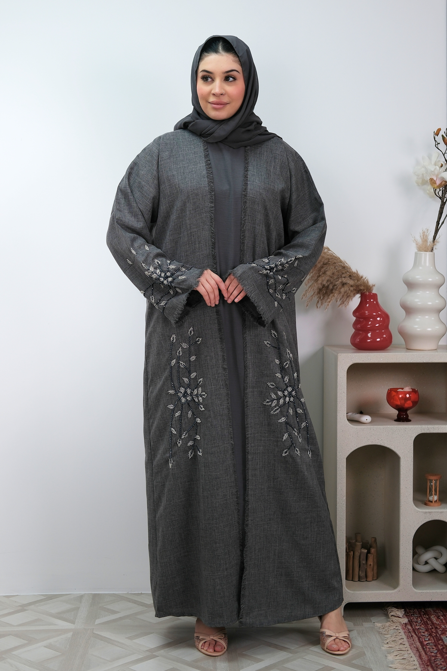 Charcoal Bloom Abaya