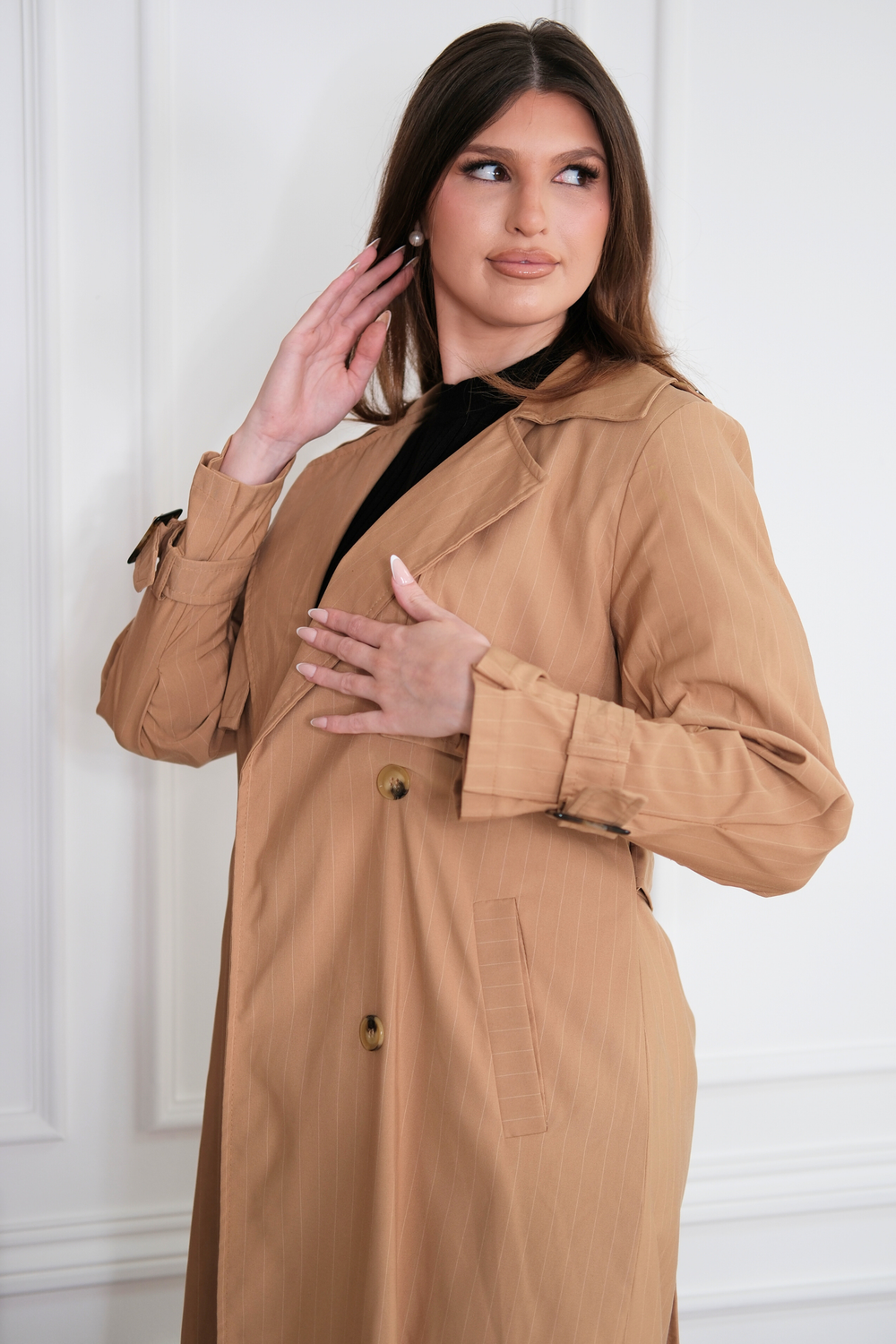 Freya Striped Trench Coat