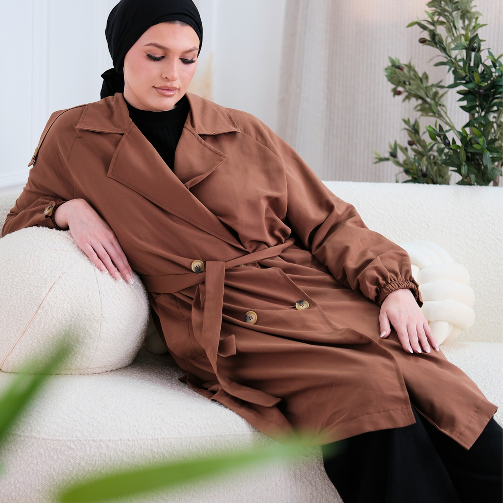 
                      
                        Amora Belted Trench Coat
                      
                    