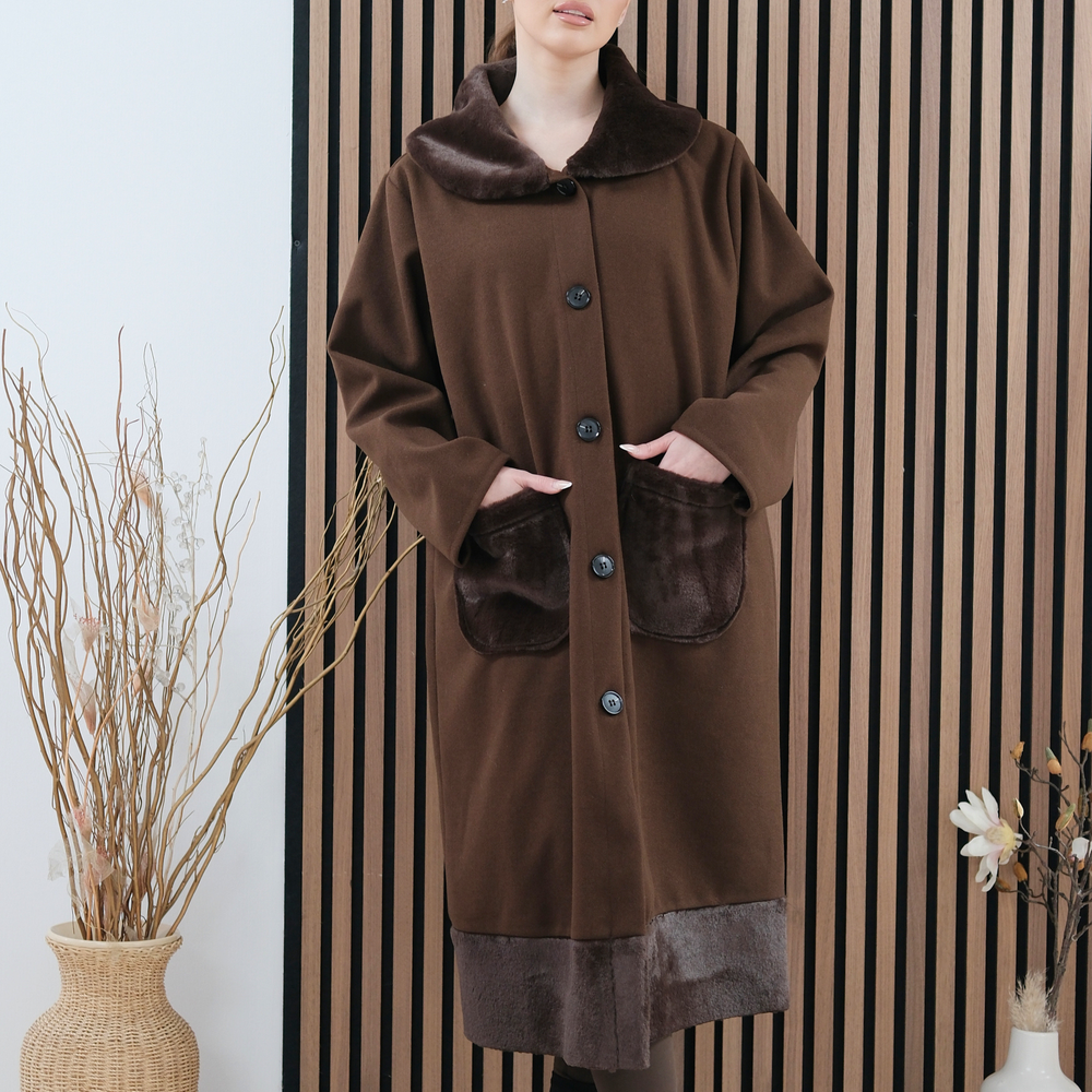 Marlette Brown Faux-Fur Coat