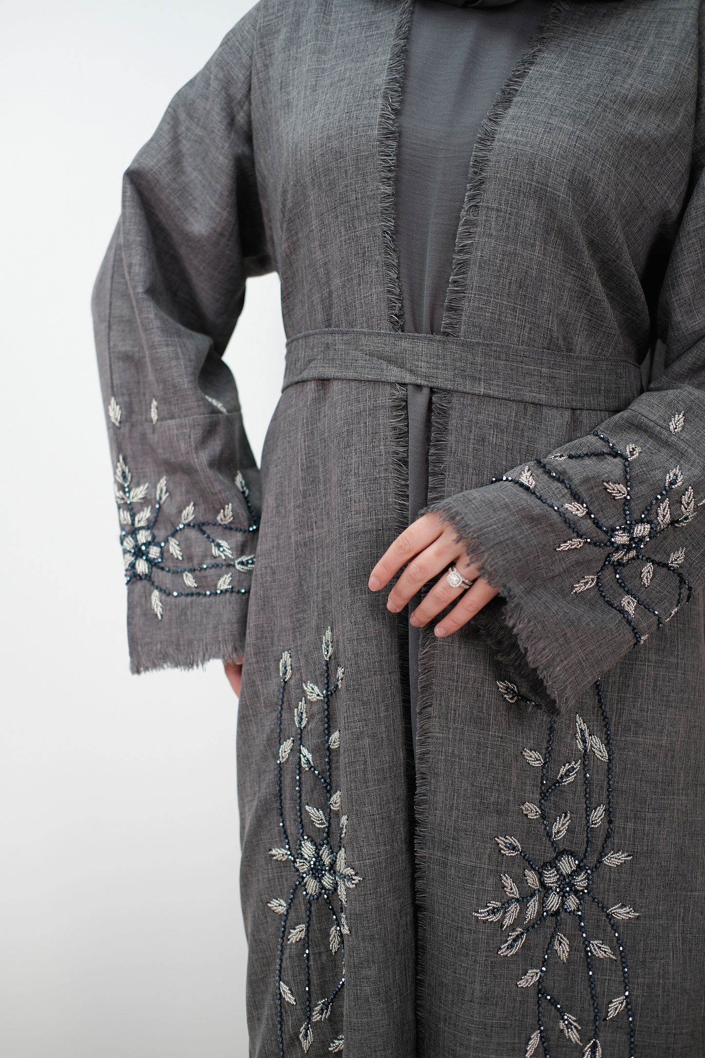 Charcoal Bloom Abaya