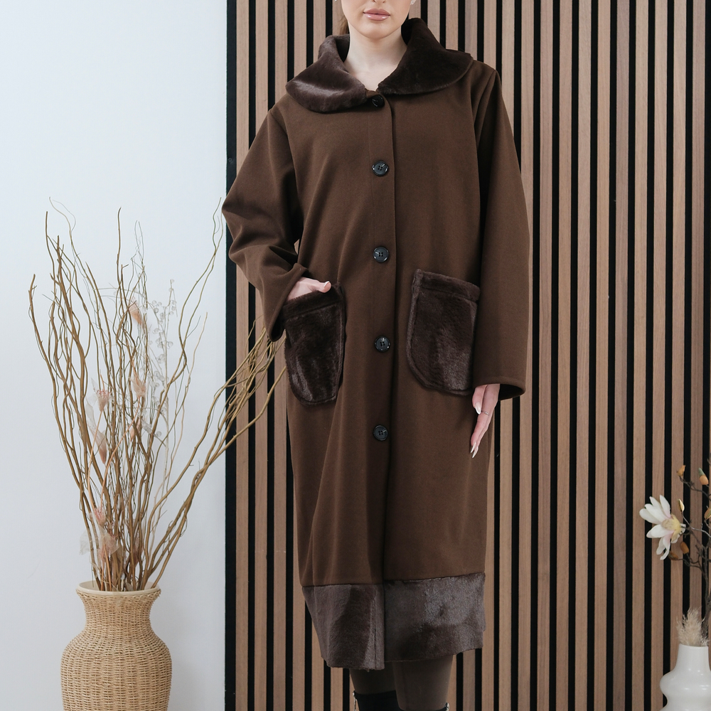 
                      
                        Marlette Brown Faux-Fur Coat
                      
                    