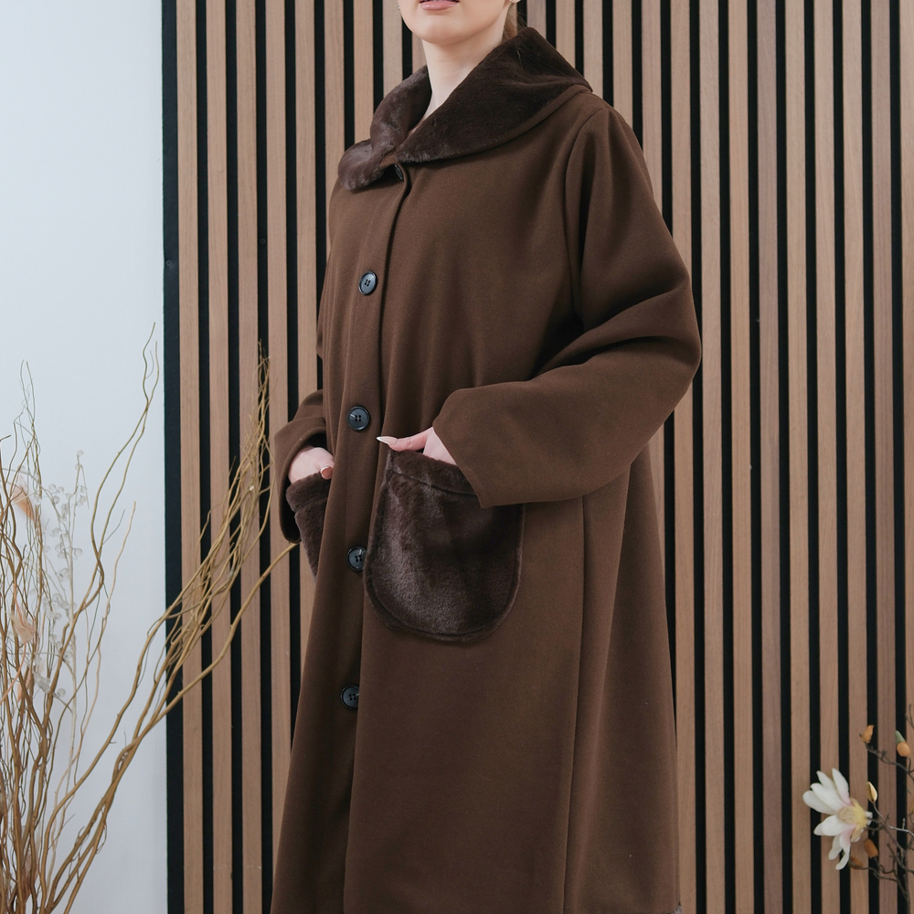 
                      
                        Marlette Brown Faux-Fur Coat
                      
                    