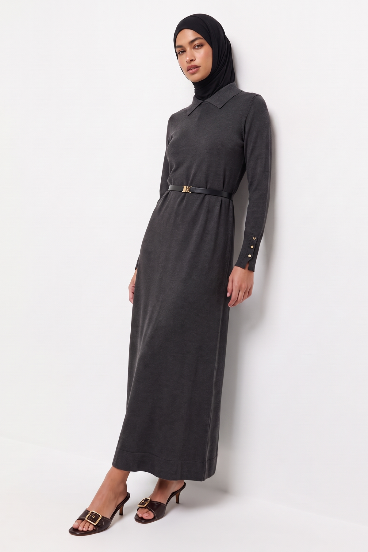Nayla Khaki Belted Dress