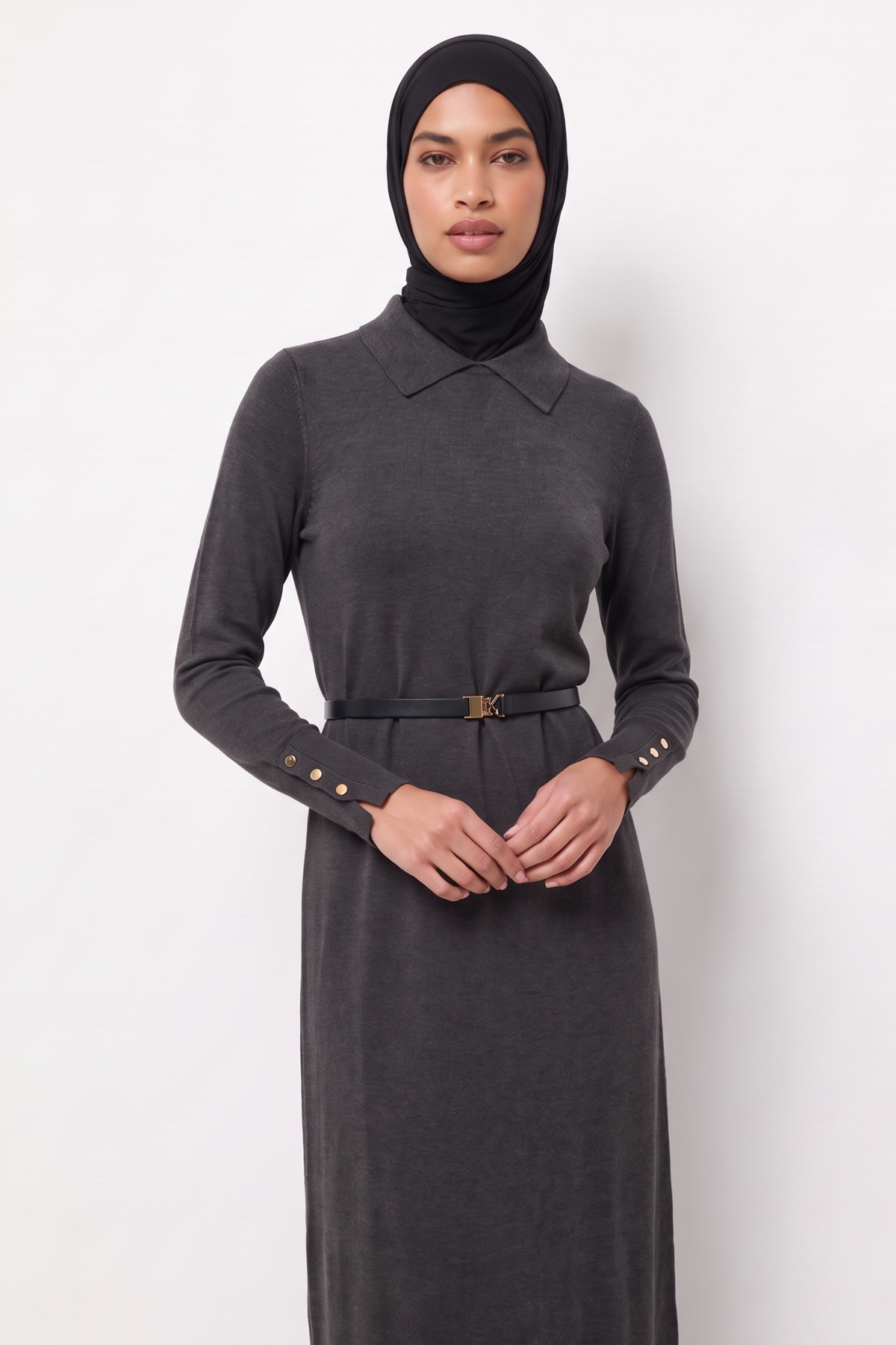 Nayla Khaki Belted Dress