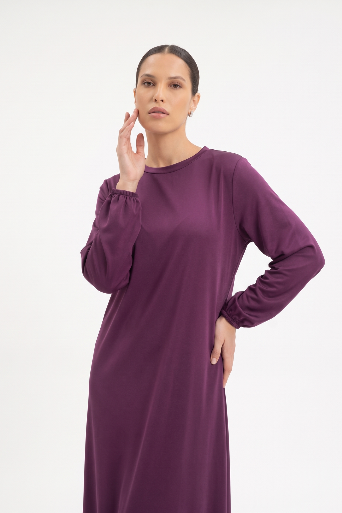 Elyra Plum Veil Dress
