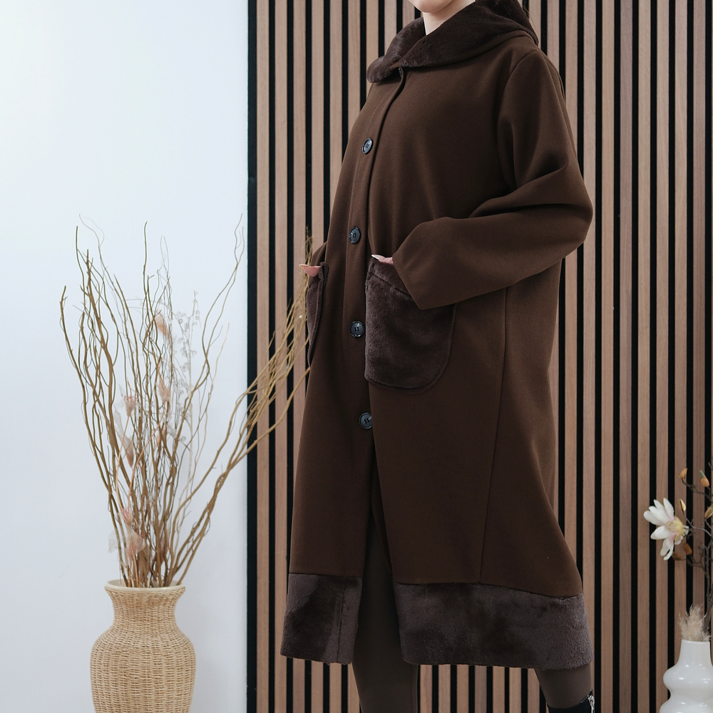 
                      
                        Marlette Brown Faux-Fur Coat
                      
                    