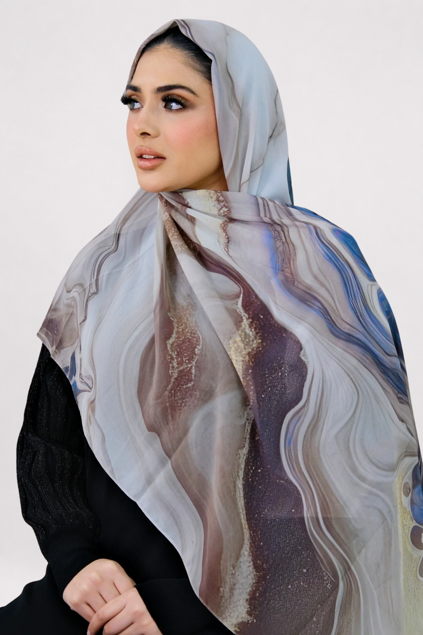 Stone Flow Lake Blue Printed Hijab