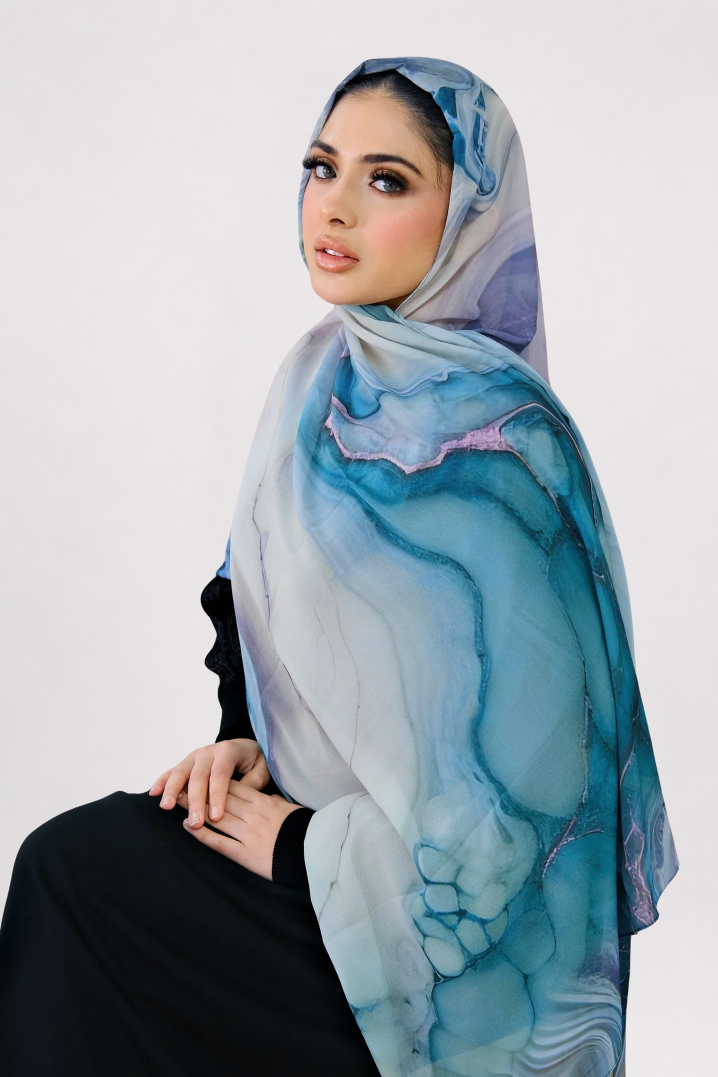 Stone Flow Turquoise Printed Hijab