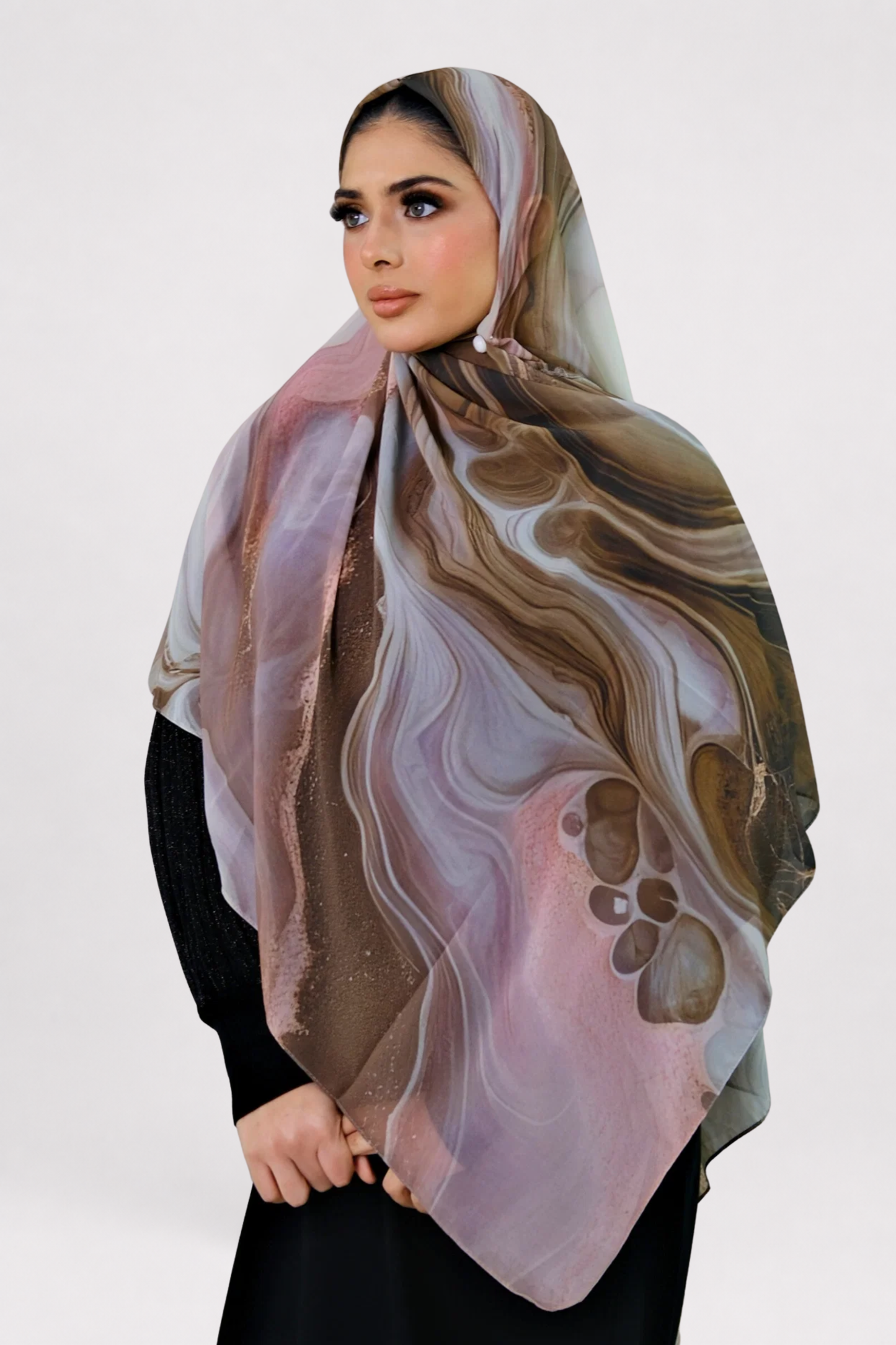 Stone Flow Light Brown Printed Hijab