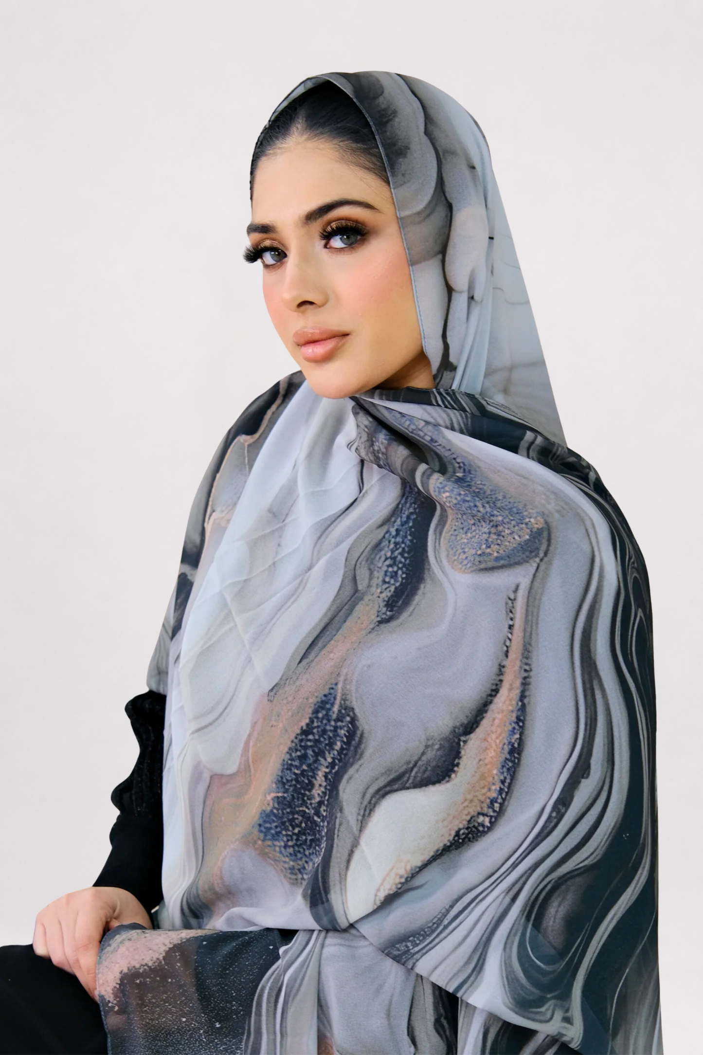 Stone Flow Grey Printed Hijab