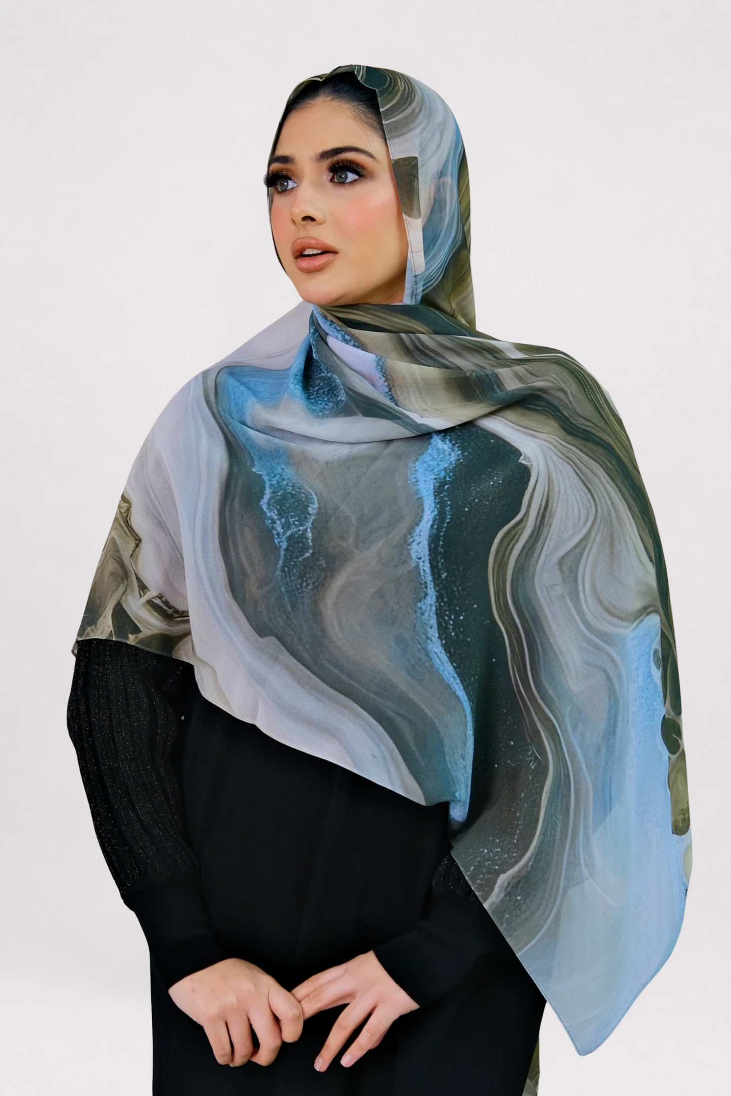 Stone Flow Khaki Printed Hijab