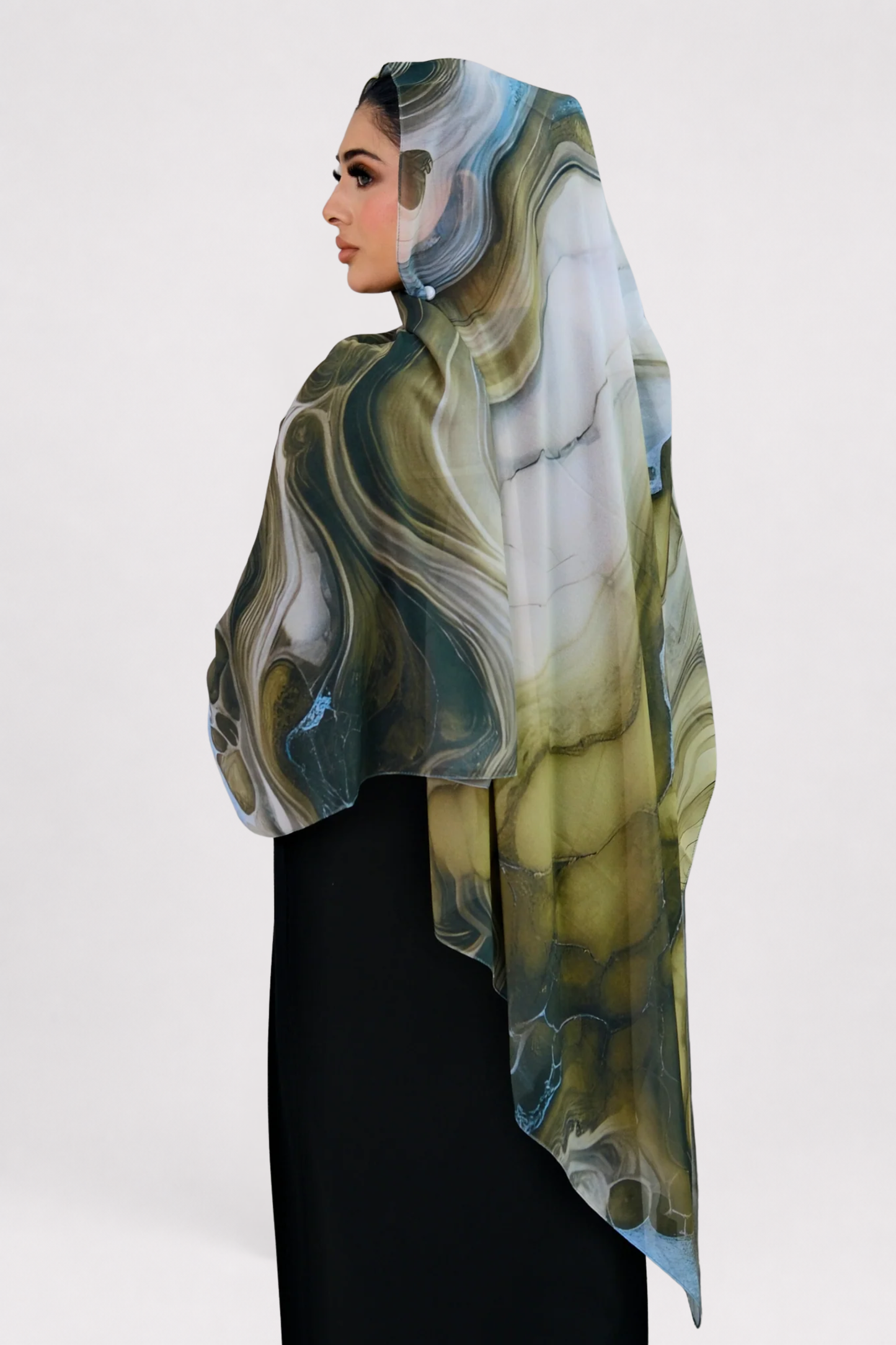 Stone Flow Khaki Printed Hijab
