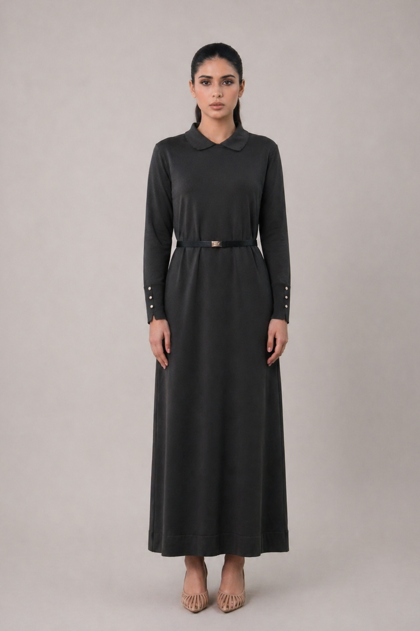 Nayla Khaki Belted Dress
