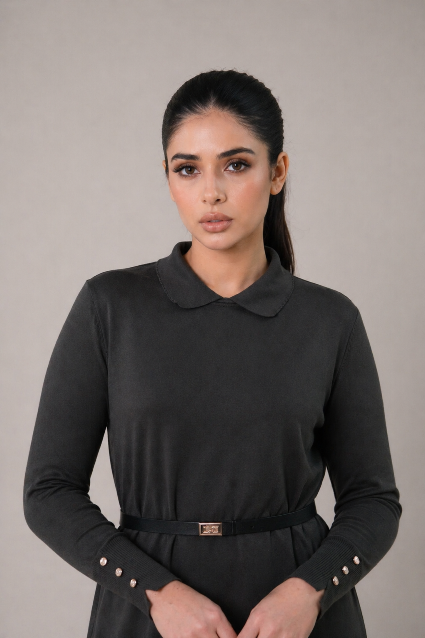 Nayla Khaki Belted Dress