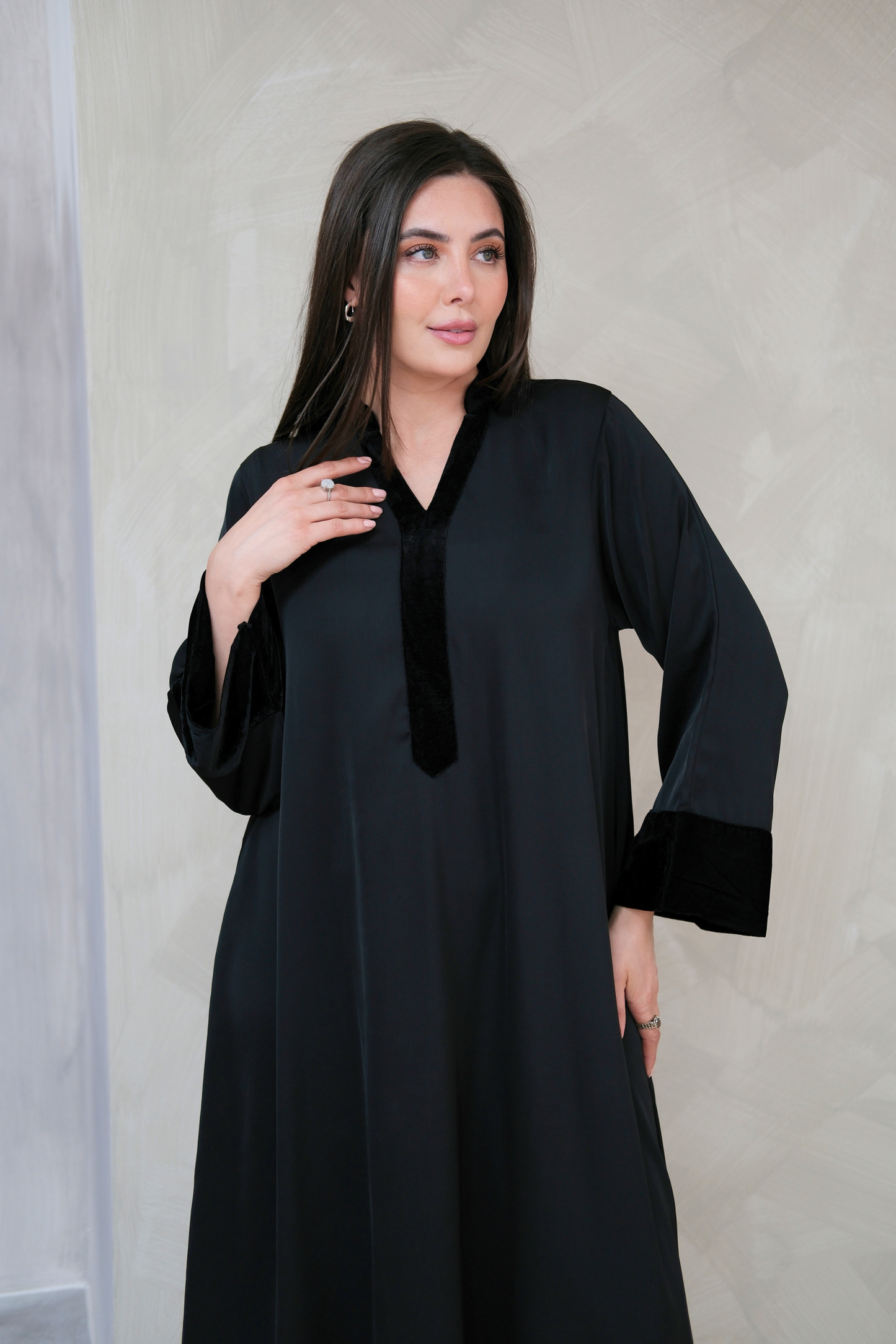 Velvet Trim Maxi Dress