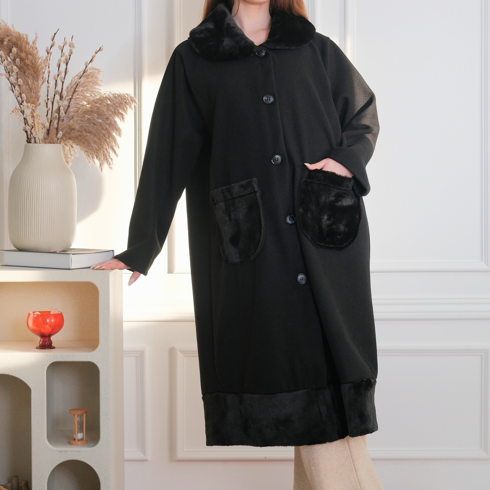Marlette Black Faux-Fur Coat