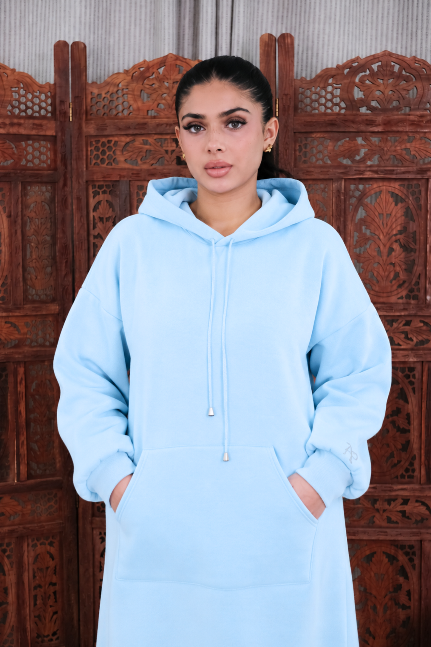 Signature Sky Blue Hoodie Dress