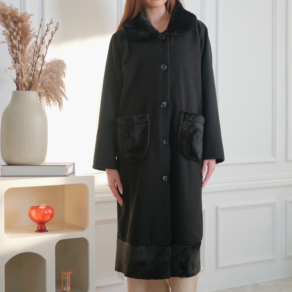 
                      
                        Marlette Black Faux-Fur Coat
                      
                    