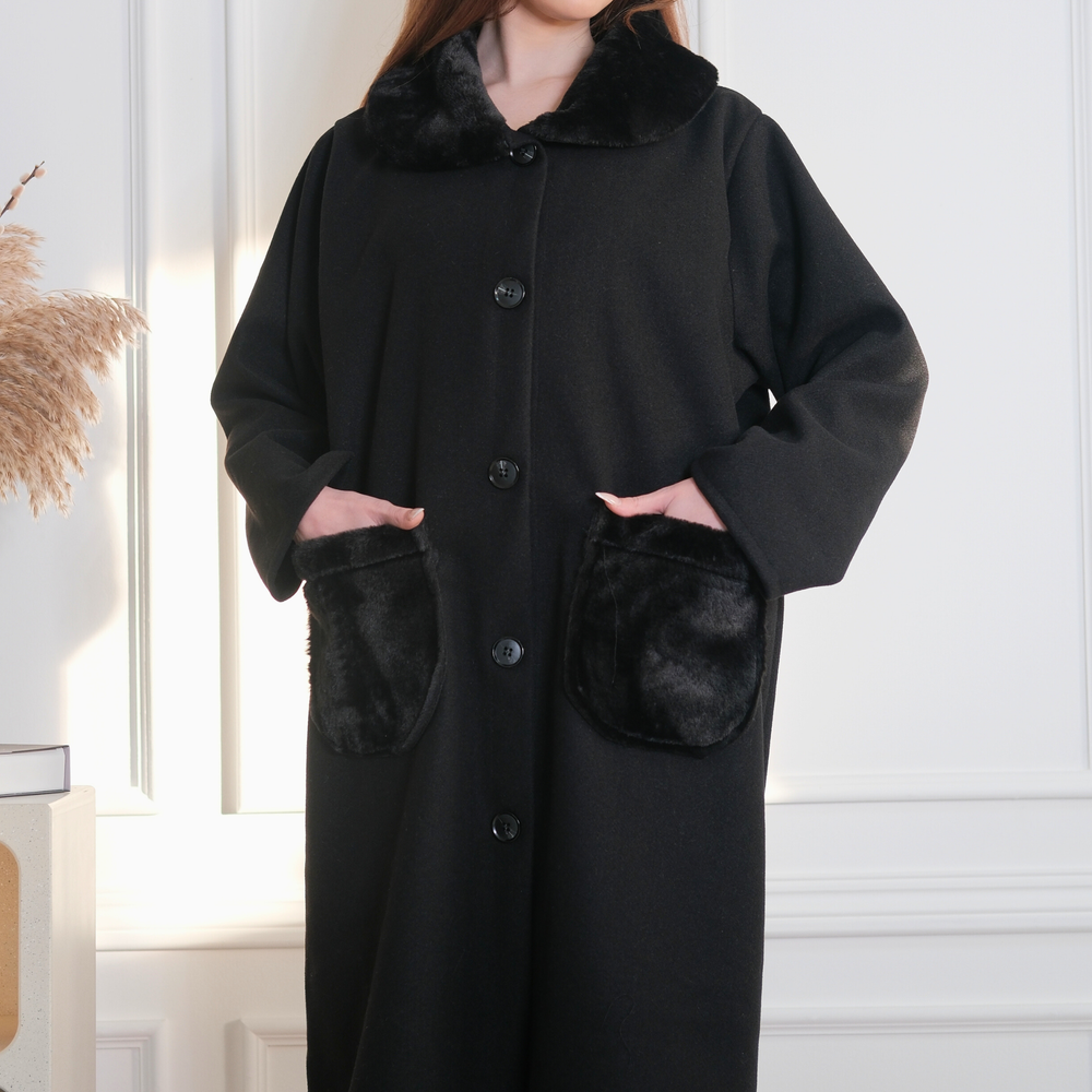Marlette Black Faux-Fur Coat