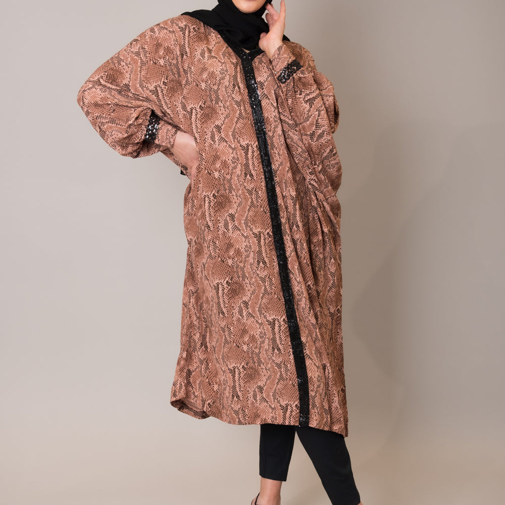 Snake Print Embellished Kaftan