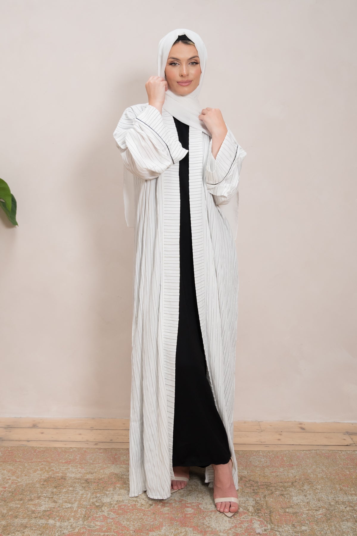 Striped Open Abaya