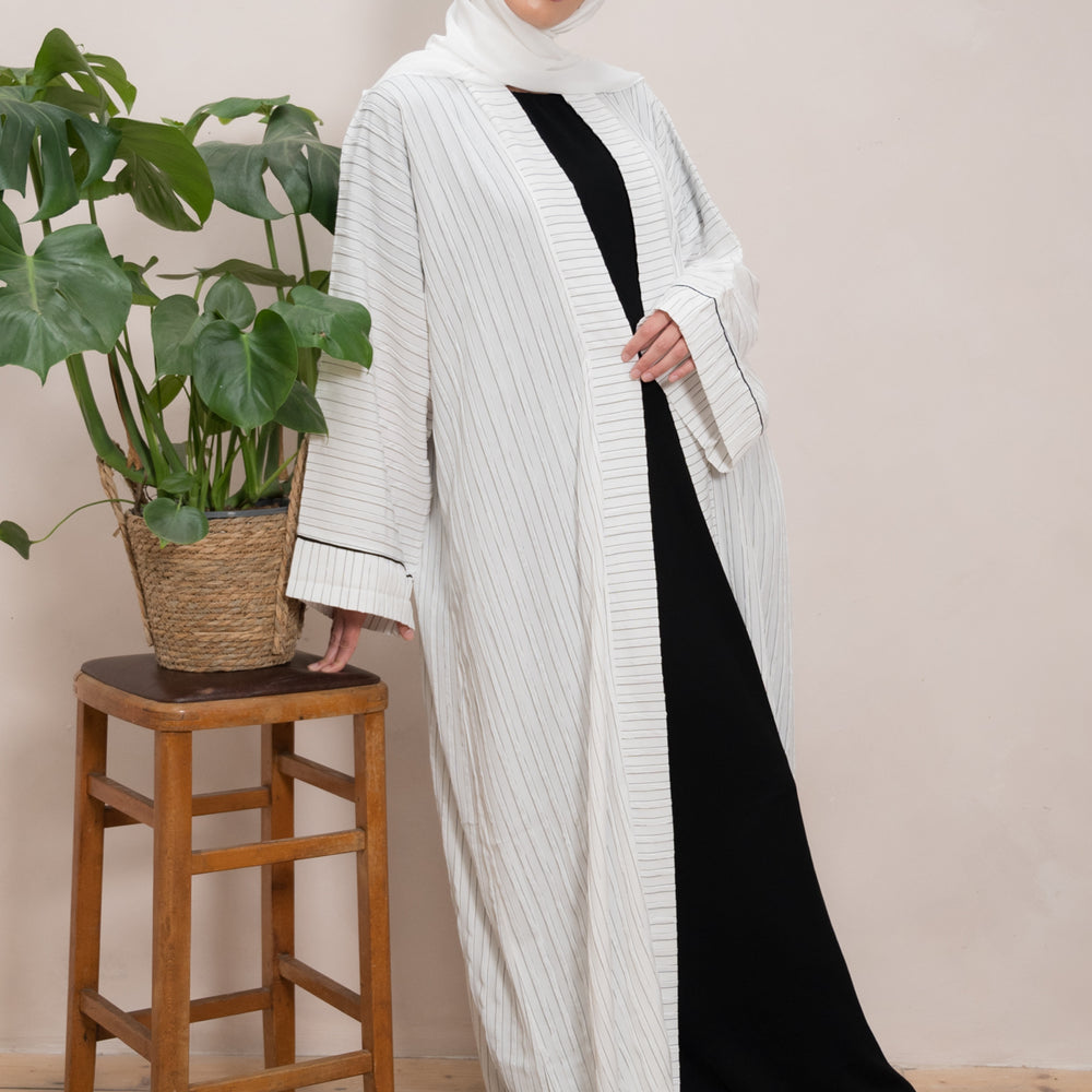 
                      
                        Striped Open Abaya
                      
                    