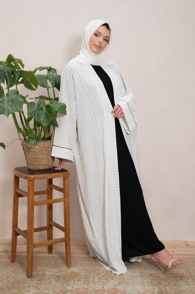Striped Open Abaya