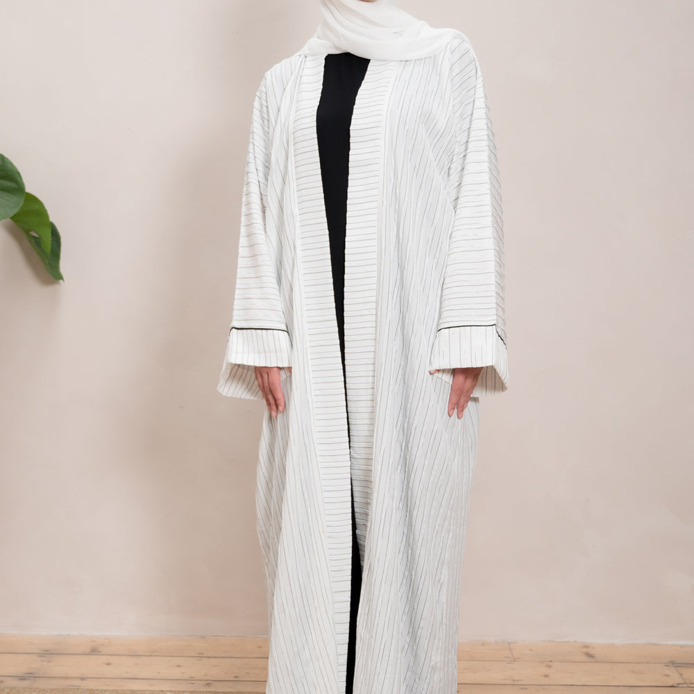 
                      
                        Striped Open Abaya
                      
                    