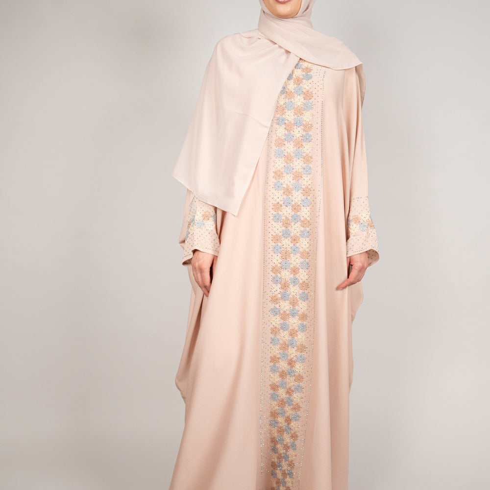 Cream Embellished Abaya