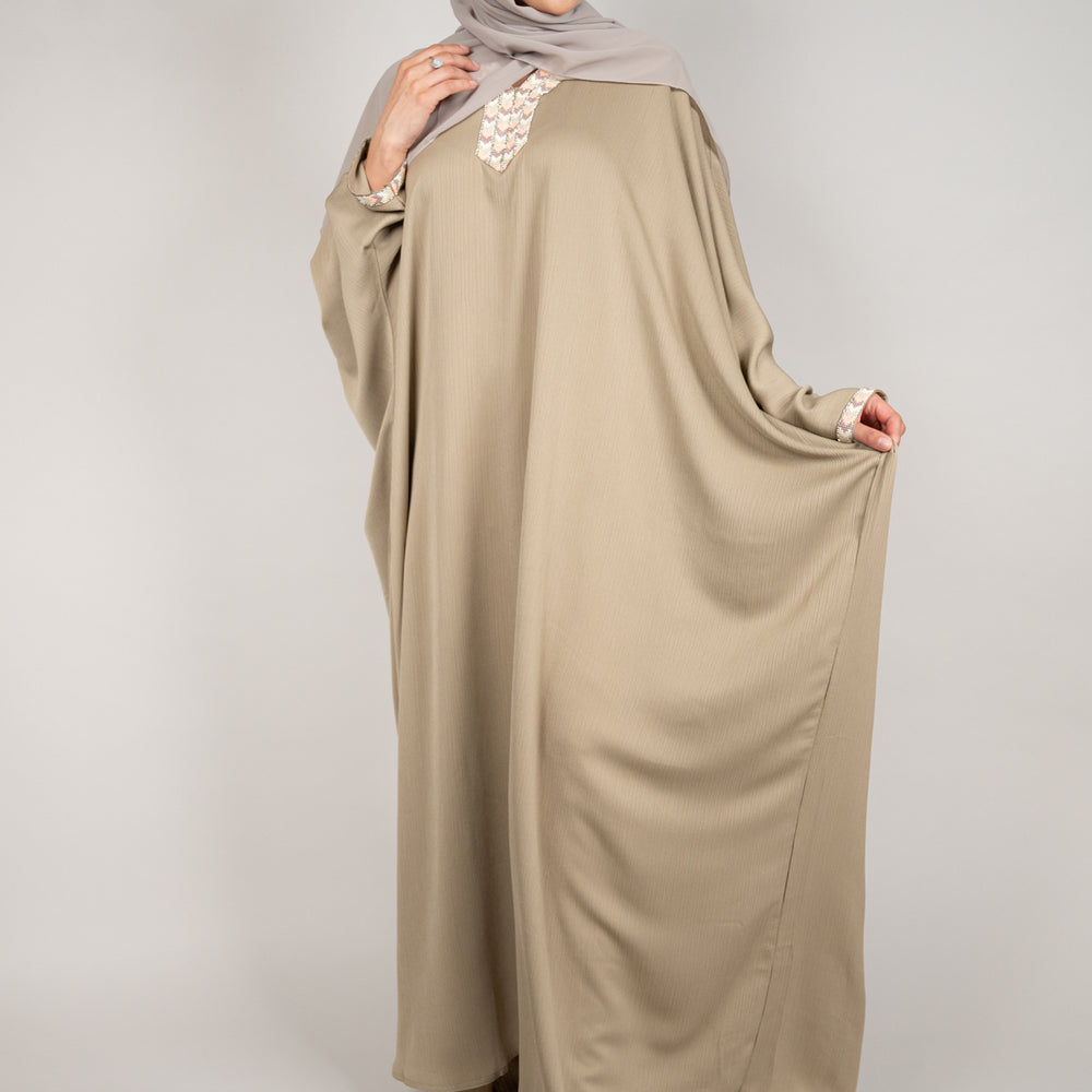 
                      
                        Sand Batwing Sleeve Abaya
                      
                    