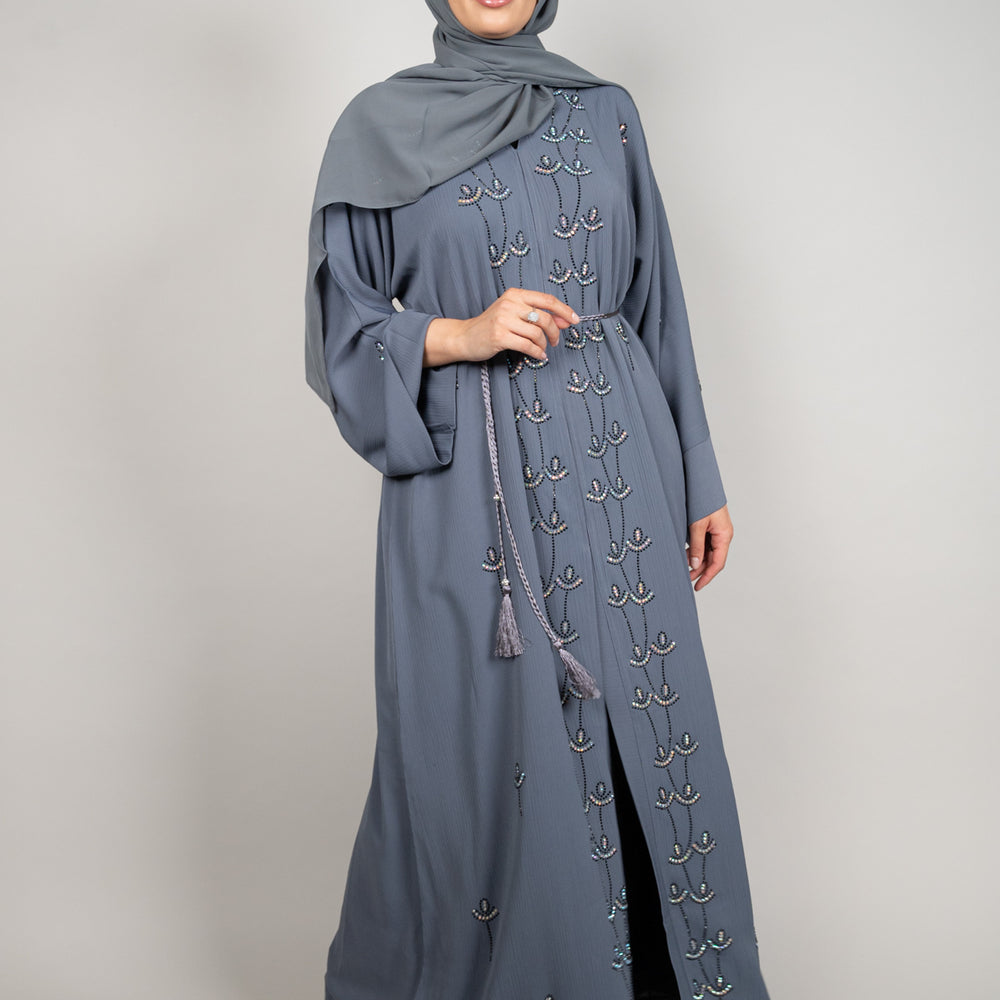 Slate Grey Embellished Abaya