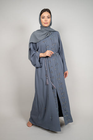 Slate Grey Embellished Abaya
