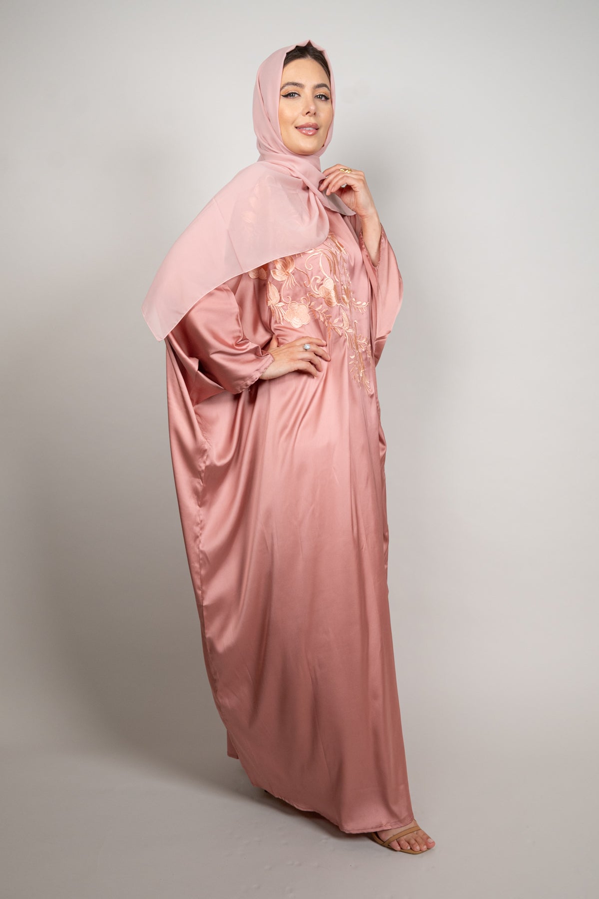 Pink Embroidered Kaftan