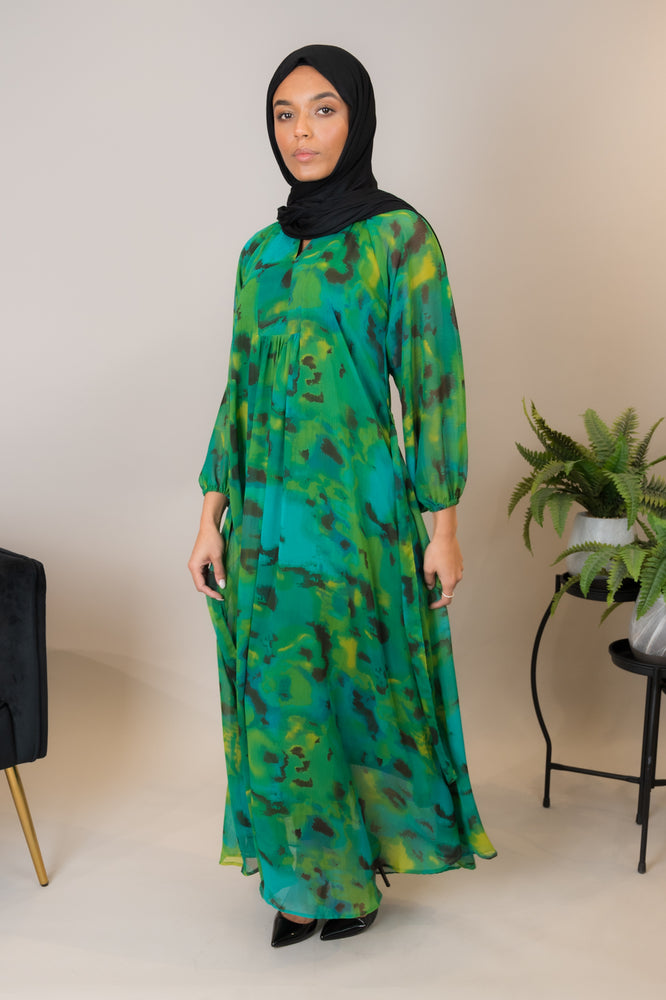 Abstract Print Georgette Maxi