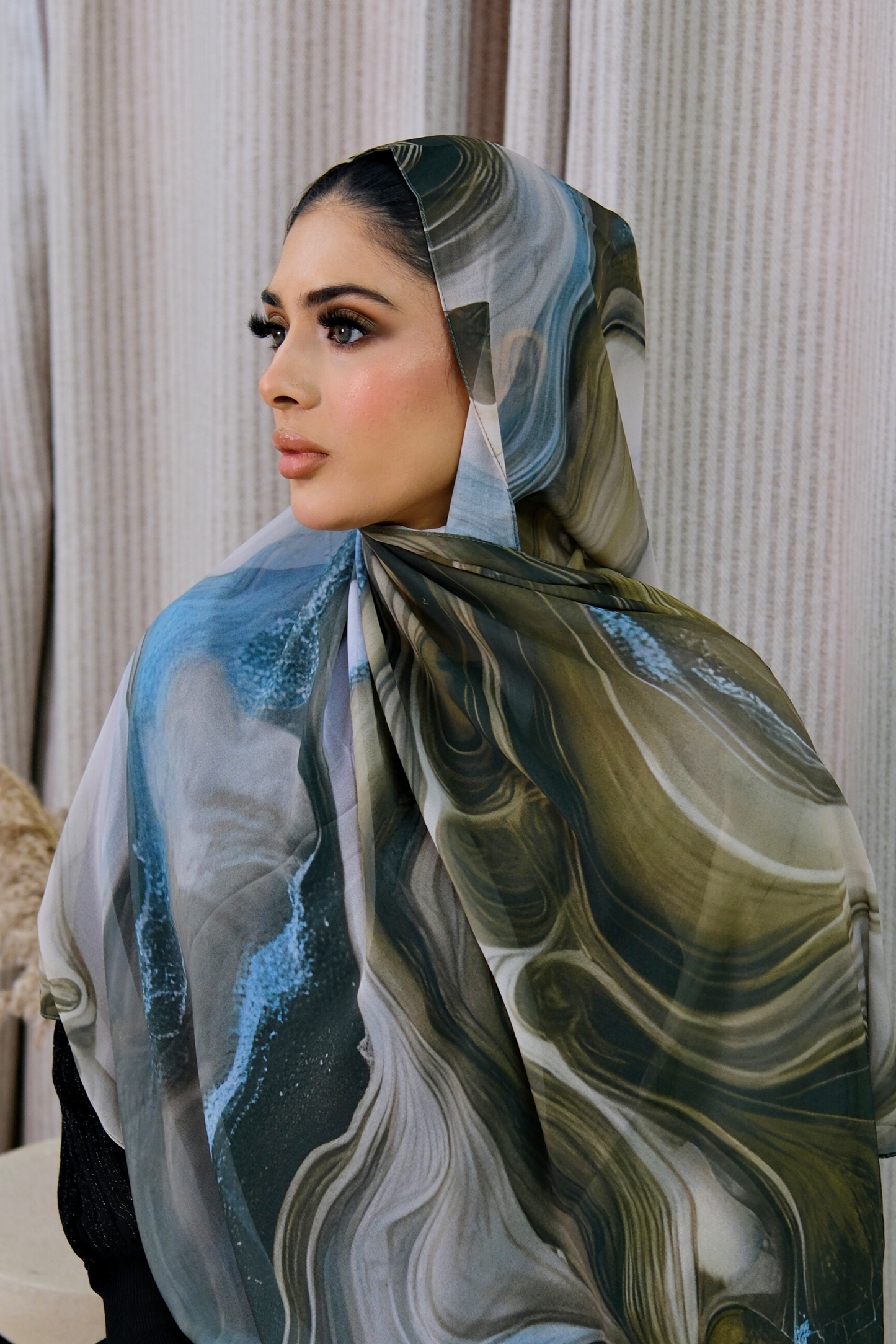 Stone Flow Khaki Printed Hijab