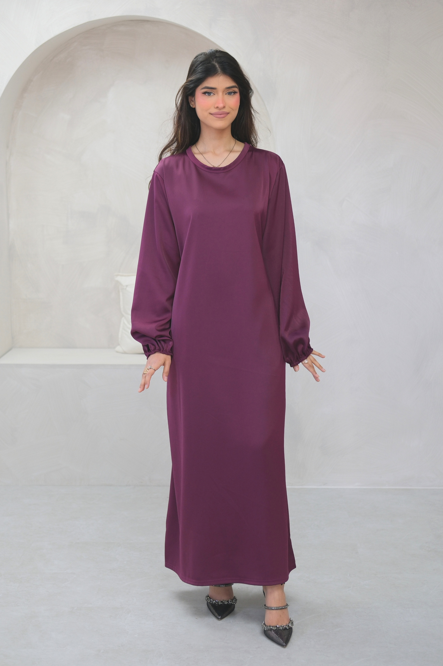 Elyra Plum Veil Dress