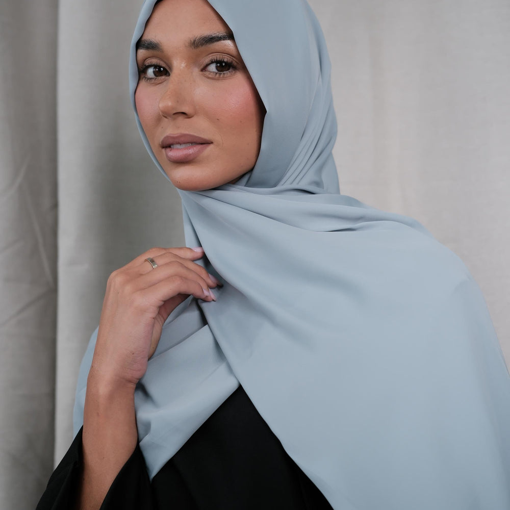 Aqua Chiffon Silk Hijab