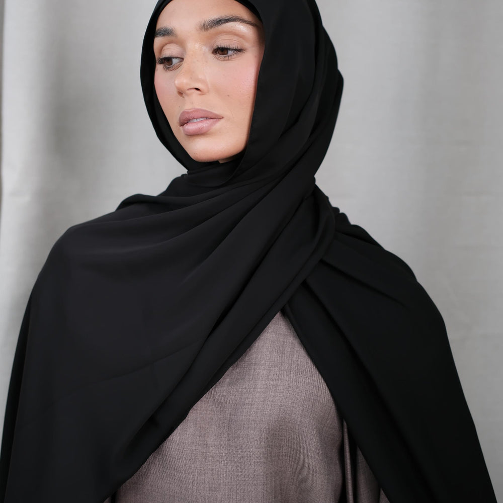 Black Chiffon Silk Hijab