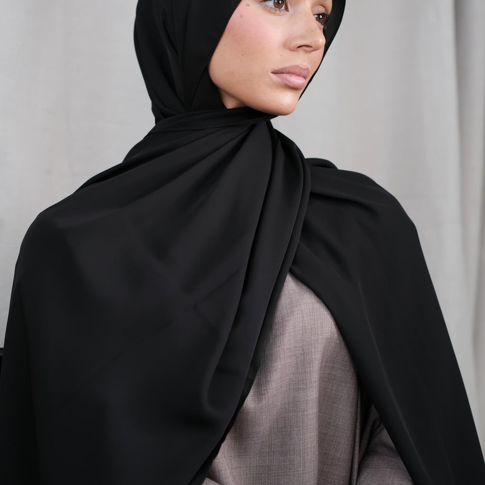 Black Chiffon Silk Hijab