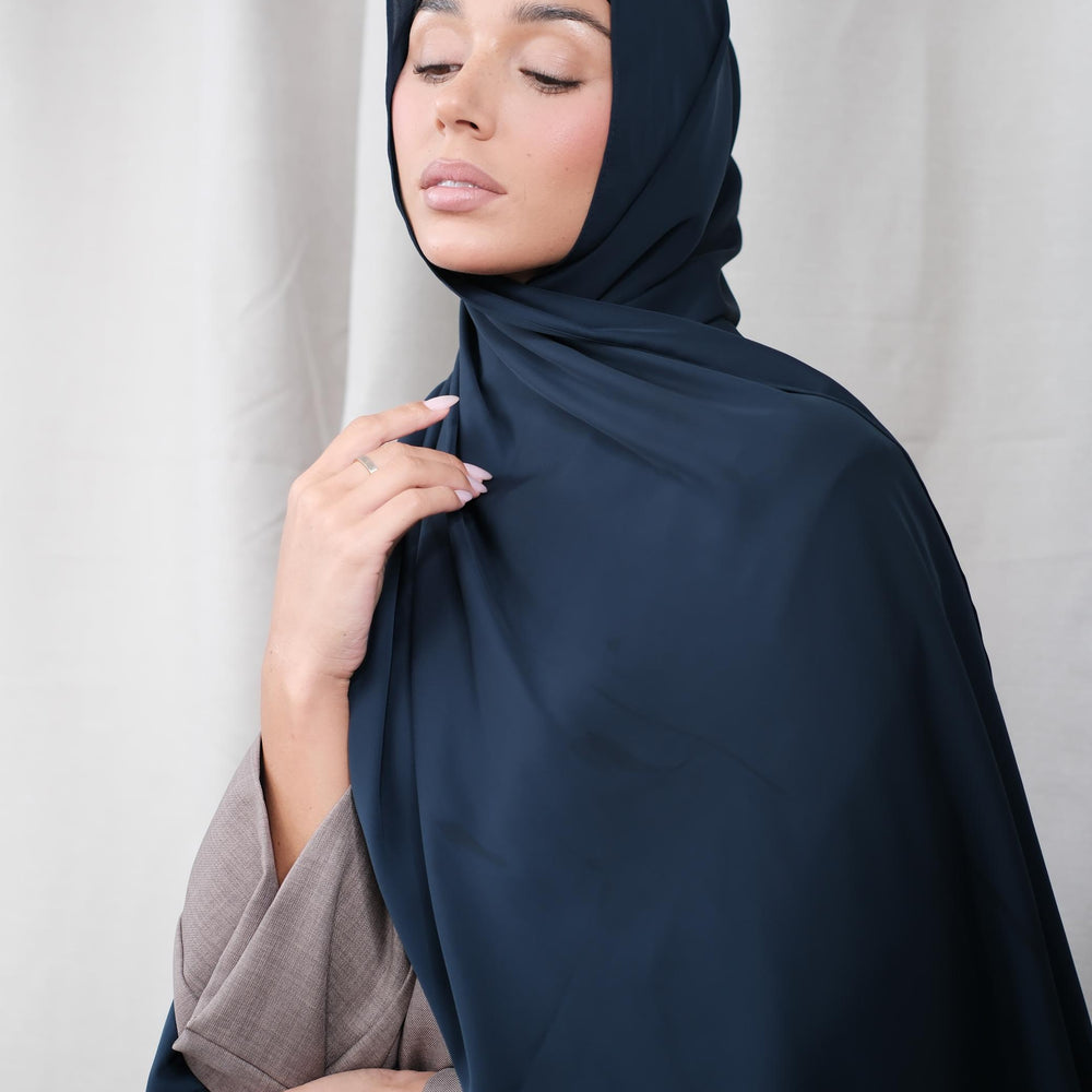 Navy Chiffon Silk Hijab