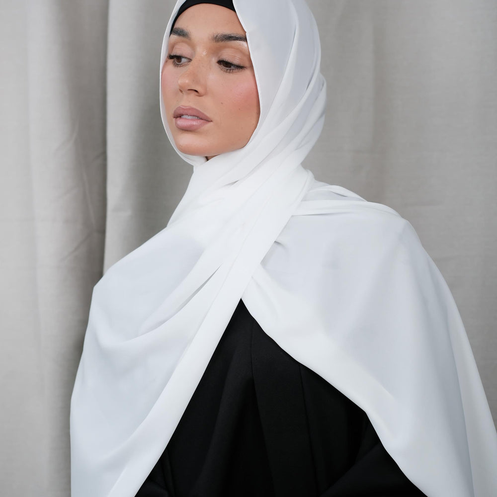 White Chiffon Silk Hijab