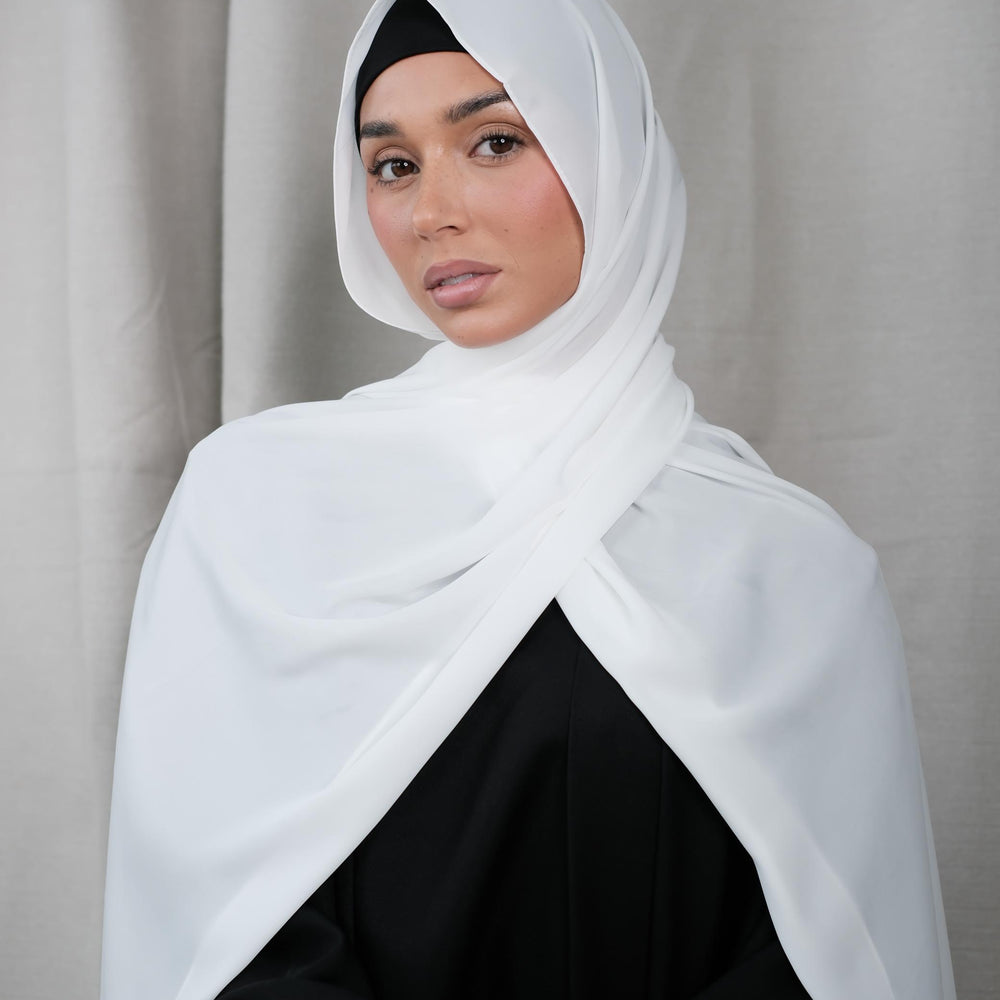 White Chiffon Silk Hijab