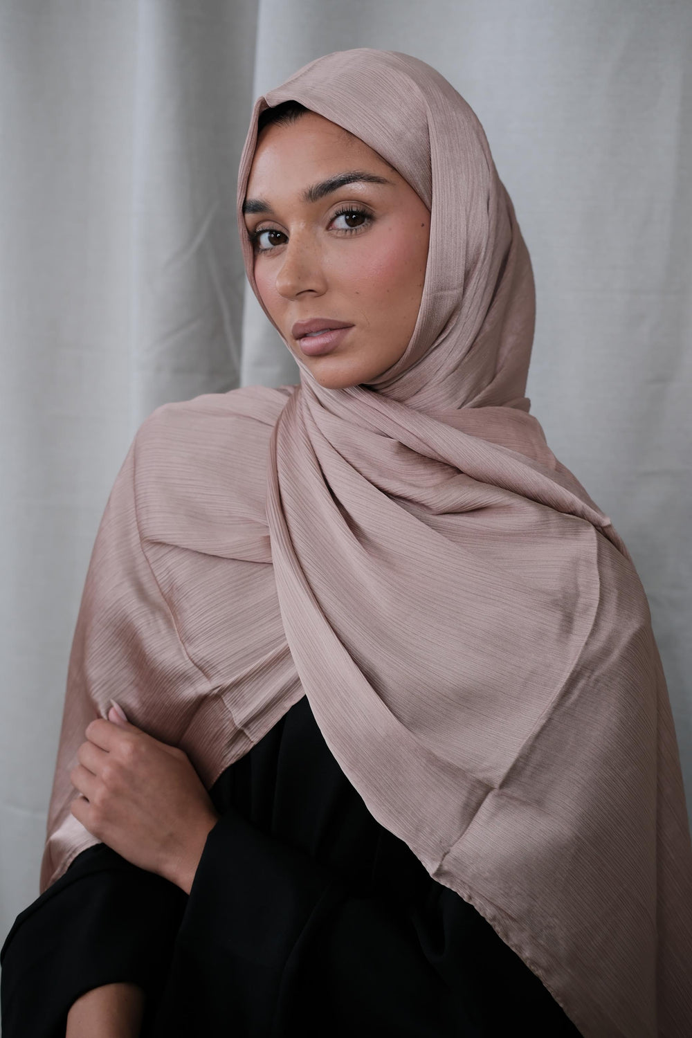 Beige Crinkle Silk Hijab