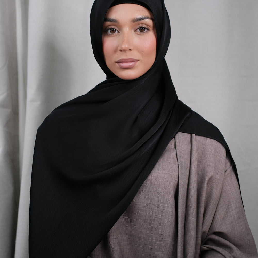
                      
                        Black Crinkle Silk Hijab
                      
                    