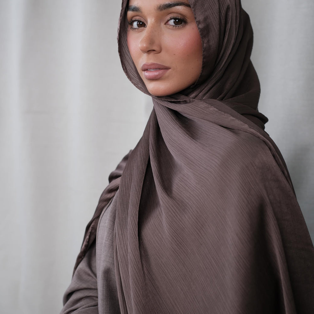 Coffee Crinkle Silk Hijab