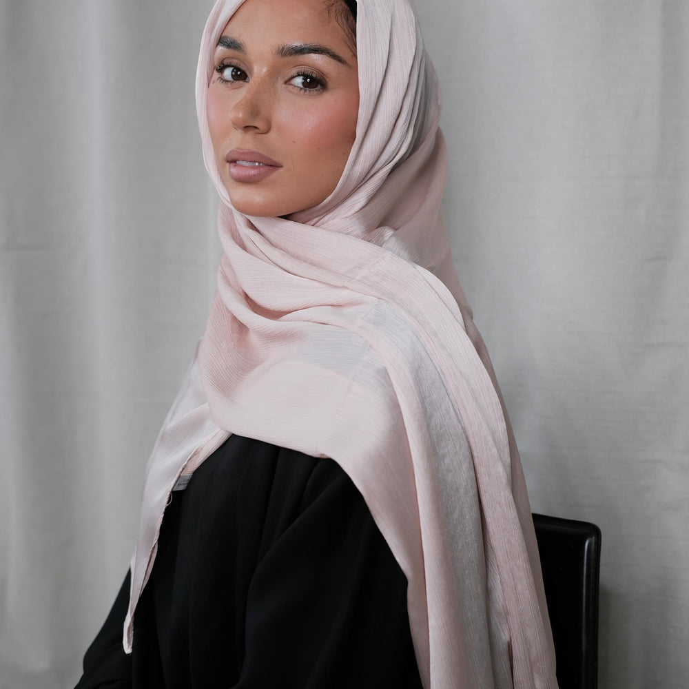 Light Pink Crinkle Silk Hijab