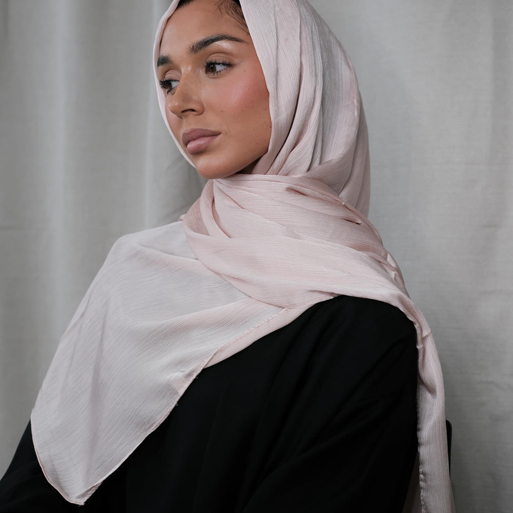 Light Pink Crinkle Silk Hijab